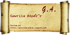 Gavrila Alpár névjegykártya